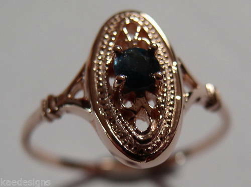 Size Q New Genuine 9ct Yellow, Rose or White Gold Delicate Blue Sapphire Filigree Ring