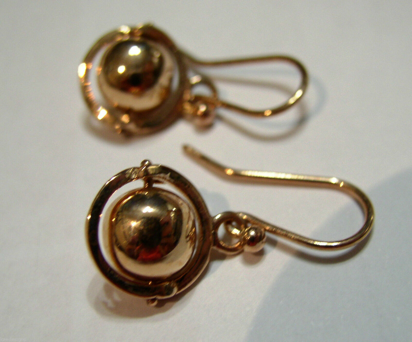 Kaedesigns New Genuine 9ct 9kt Yellow, Rose or White Gold Spinning Ball Drop Earrings