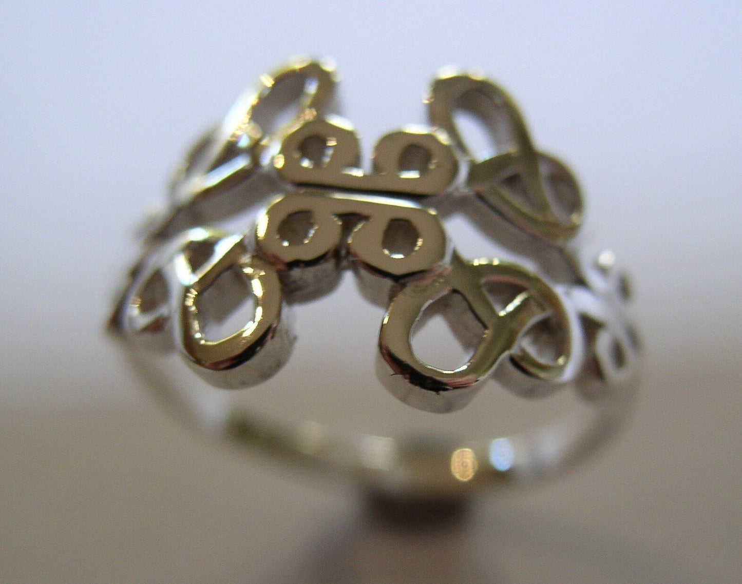 Solid New Genuine 9ct 9kt White Gold Hallmarked 375 Fancy Celtic Swirl Ring 421