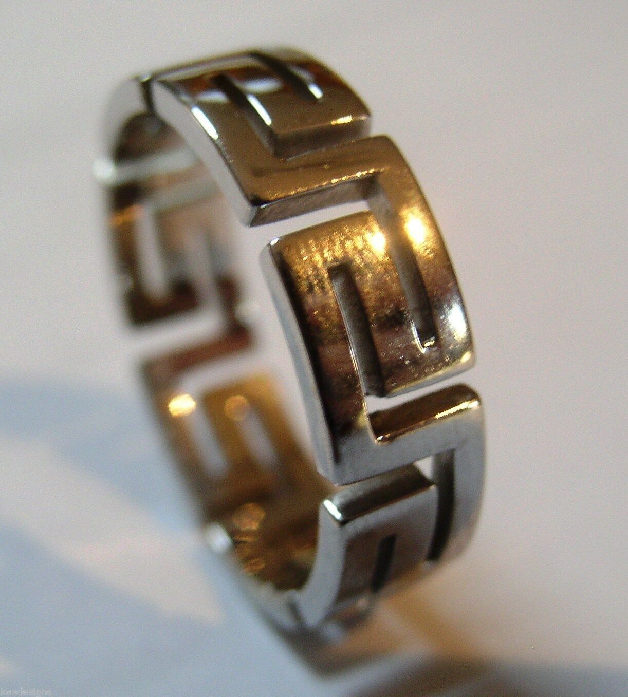 Kaedesigns Size Z 1/2 Genuine Full Solid 9ct 9K Heavy White Gold Greek Key Ring
