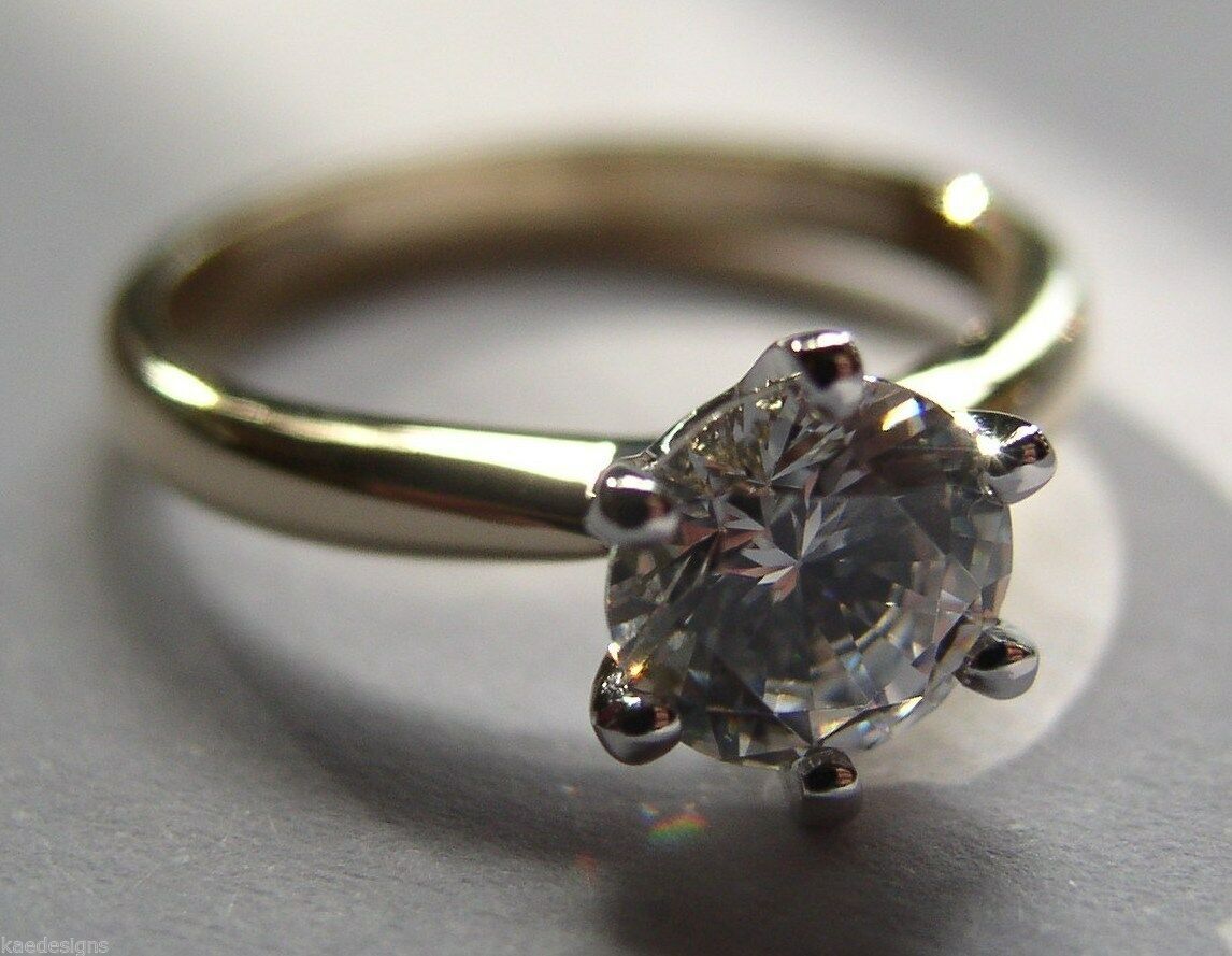 Kaedesigns, Genuine 9ct Solid Yellow Gold + White Gold setting Ring