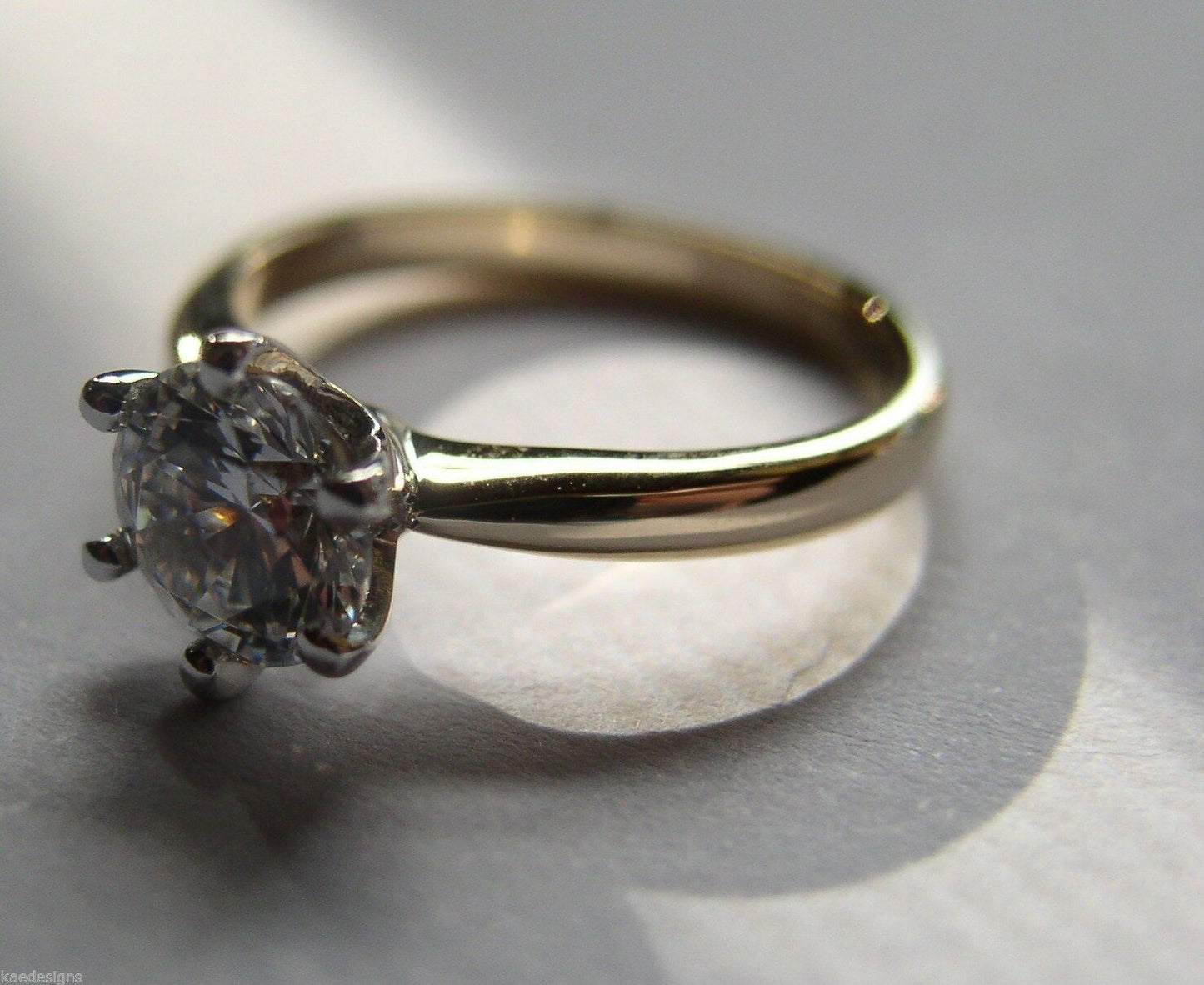 Kaedesigns, Genuine 9ct Solid Yellow Gold + White Gold setting Ring