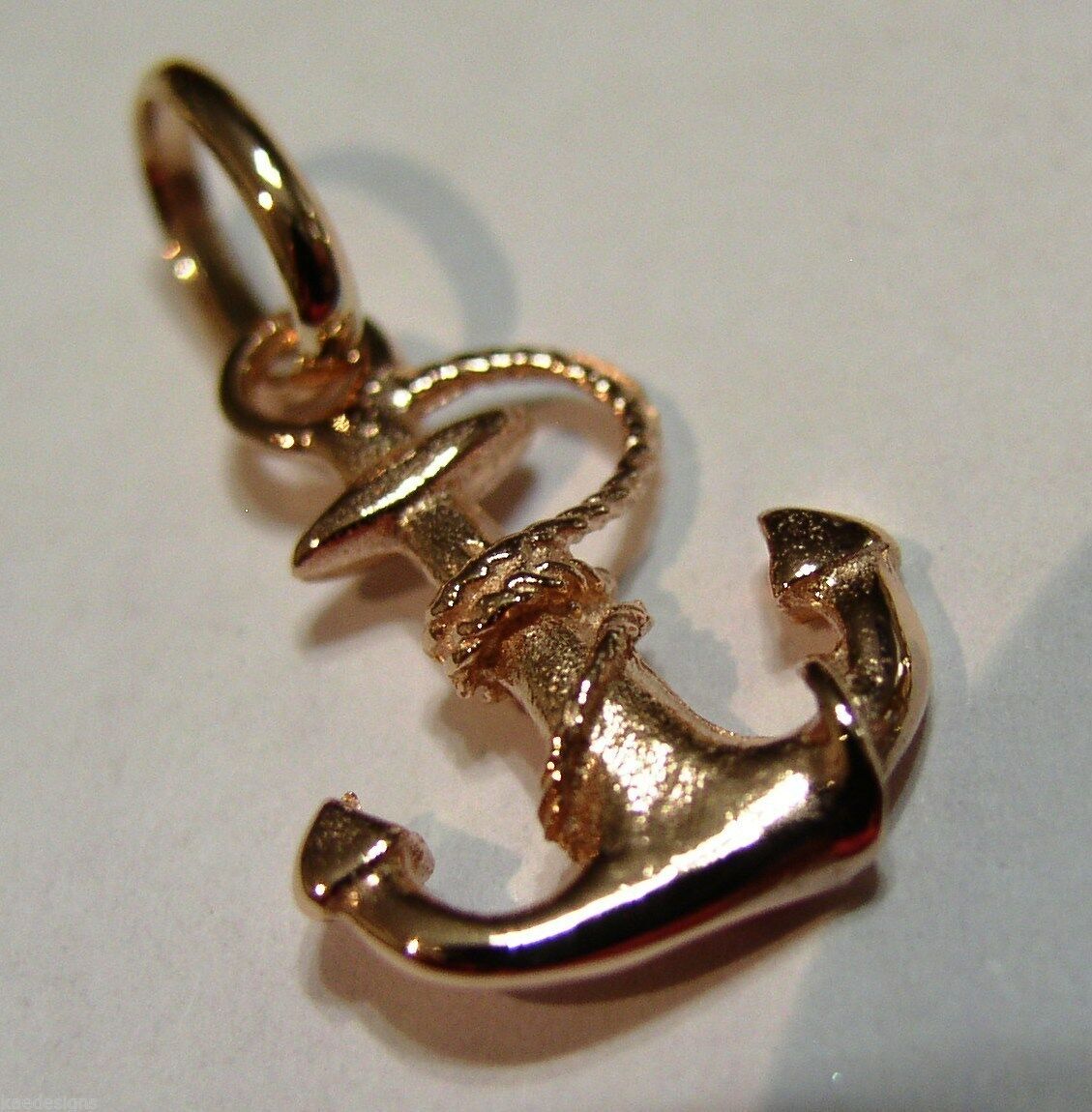 Kaedesigns, Genuine New 9ct 9kt Yellow, Rose or White Gold Solid Anchor Boat Pendant / Charm