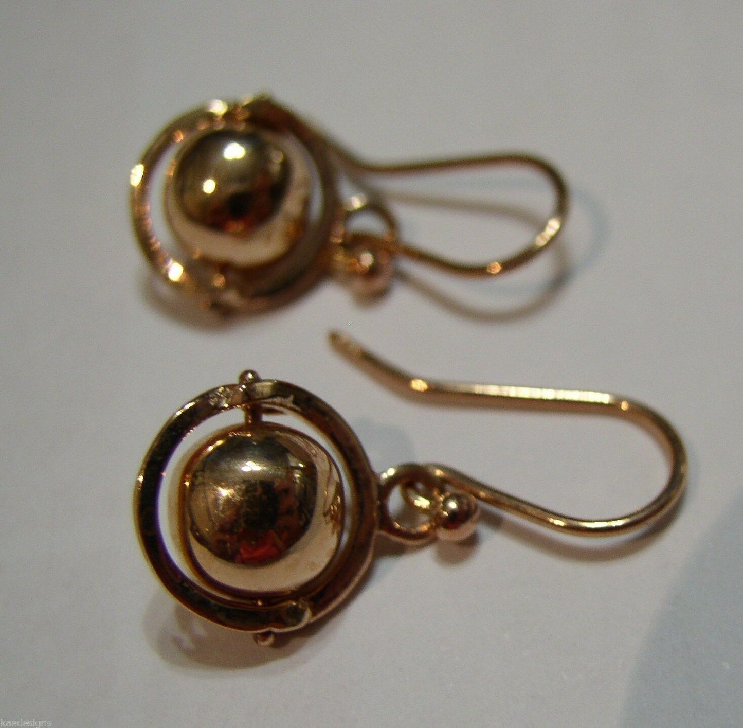 Kaedesigns New Genuine 9ct 9kt Yellow, Rose or White Gold Spinning Ball Drop Earrings