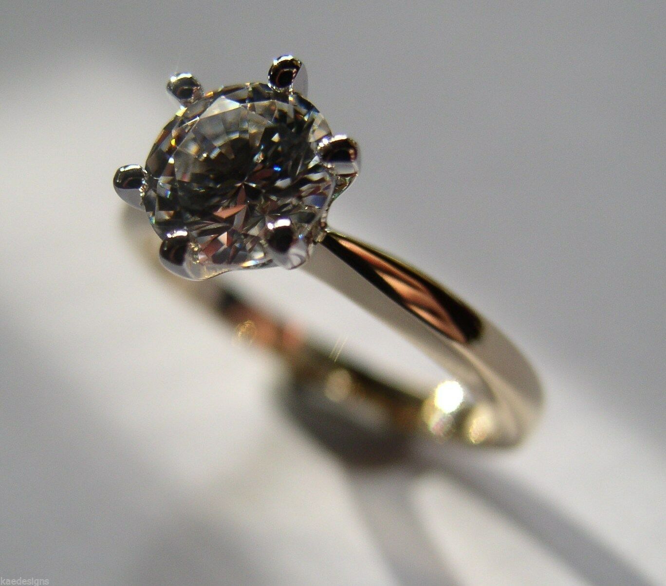 Kaedesigns, Genuine 9ct Solid Yellow Gold + White Gold setting Ring