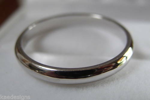 Size V Kaedesigns New Genuine 14ct 14k White Gold Full Solid 3mm Wedding Ring