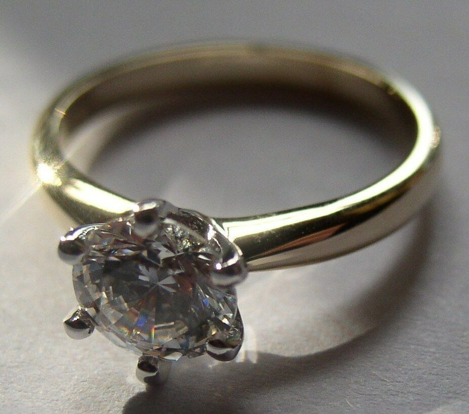 Kaedesigns, Genuine 9ct Solid Yellow Gold + White Gold setting Ring