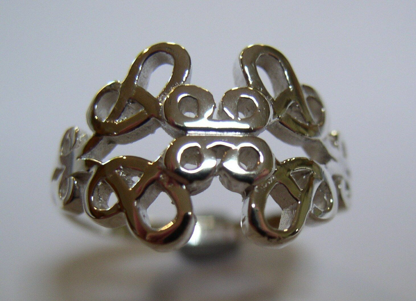 Solid New Genuine 9ct 9kt White Gold Hallmarked 375 Fancy Celtic Swirl Ring 421