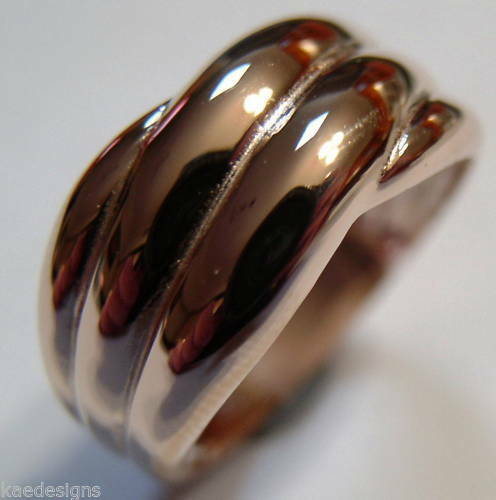 Kaedesigns Size T / 9 5/8 New Genuine 9ct 9k Yellow, Rose or White Gold Heavy Ridged Dome Ring
