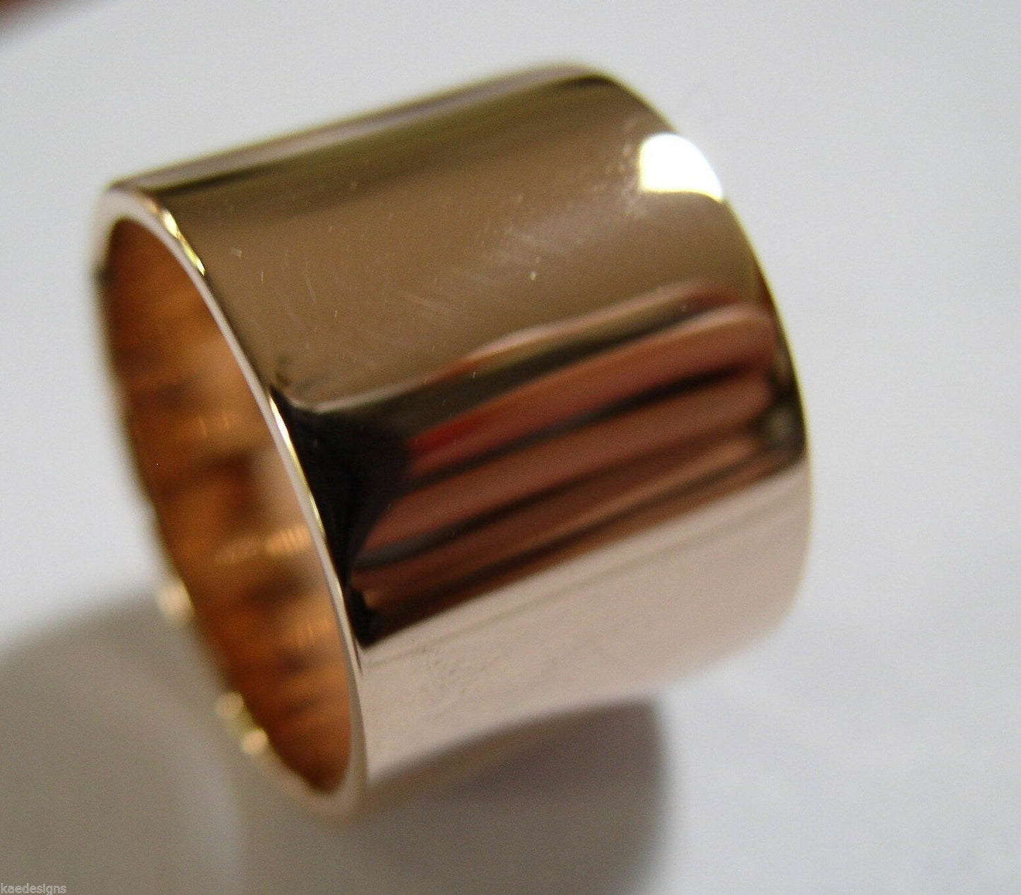 Size M Genuine, Kaedesigns, 9ct 9k Yellow, Rose or White Gold Full Solid Extra Wide 14mm Band Ring