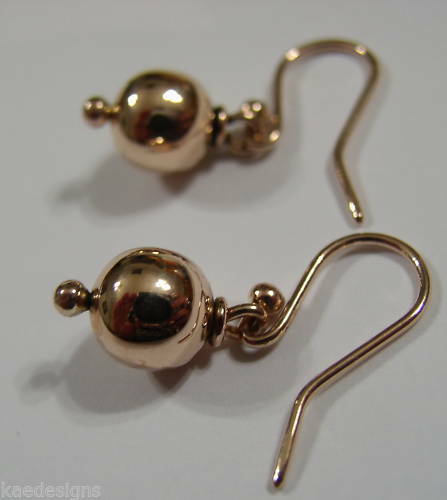 Kaedesigns, New Genuine 9ct 9kt Yellow, Rose or White Gold 8mm Euro Ball Drop Earrings