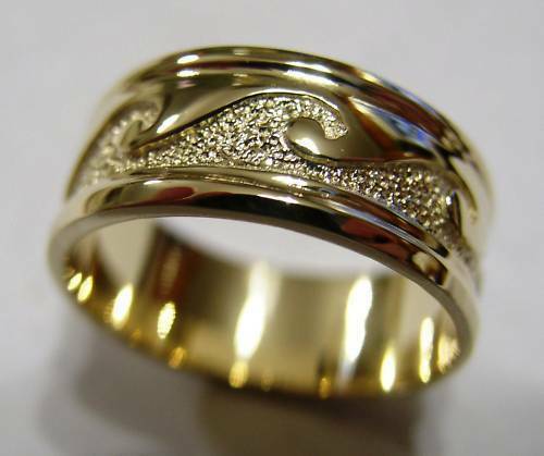 Kaedesigns Size W 1/2 - 11.5 Solid Genuine 9ct 9Kt Yellow, Rose or White Gold Mens Surf Wave Ring 258