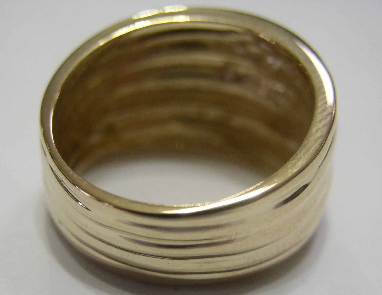 Genuine Heavy Wide 9ct 9kt Full Solid Yellow, Rose or White Gold Ridged Dome Ring