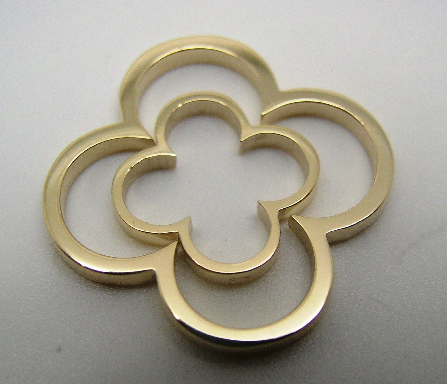 Genuine Solid 9ct 9kt Yellow, Rose or White Gold Small And Large Four Leaf Clover Pendant