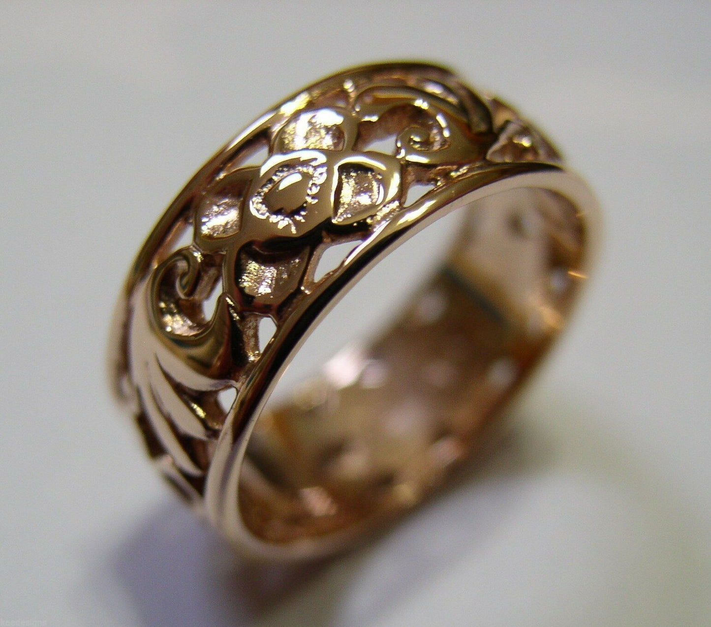 Size Q Genuine Full Solid 375 9ct 9kt Yellow, Rose or White Gold Filigree Ring