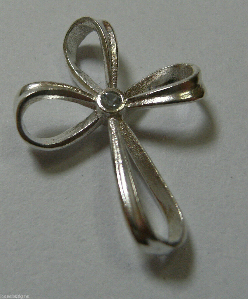 Kaedesigns, New Genuine Sterling Silver Cross White Sapphire Set Cross Pendant