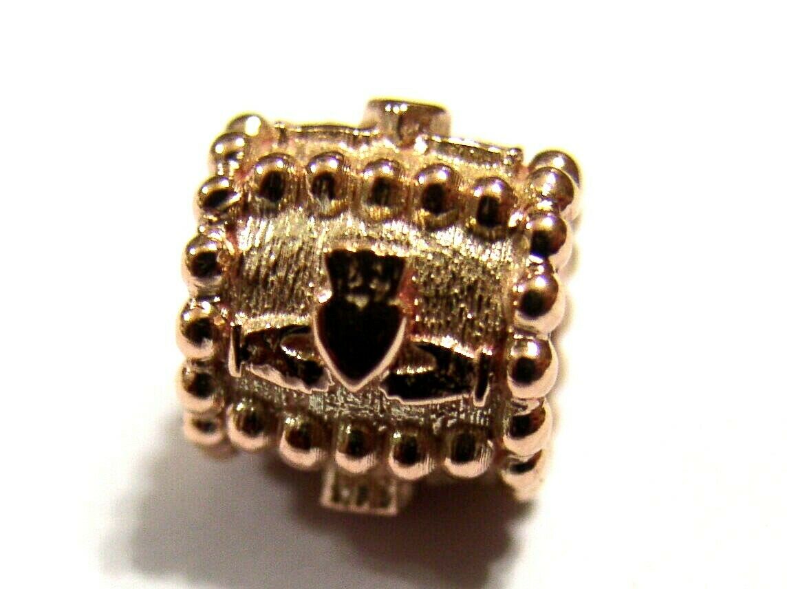 Genuine 9ct Yellow or Rose or White Gold or Silver Celtic Claddagh Charm for Bead Bracelet or Necklace.