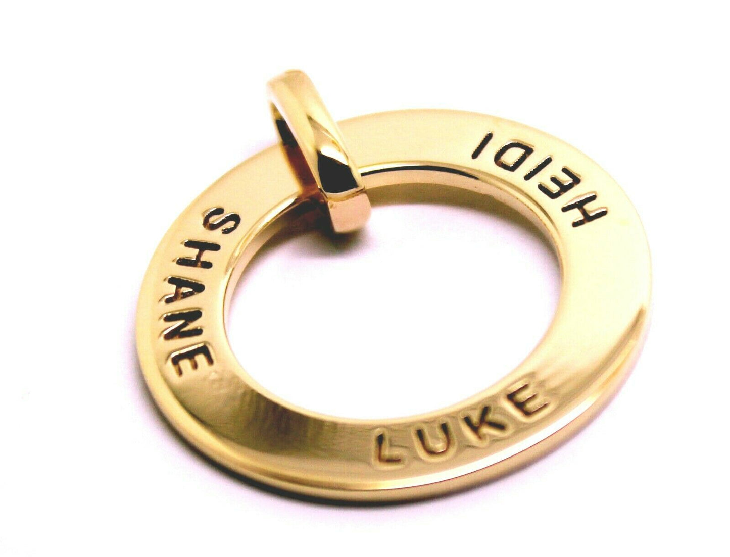 Genuine Solid 9ct Yellow, Rose or White Gold / 375, Personalized & Engravable Circle Pendant