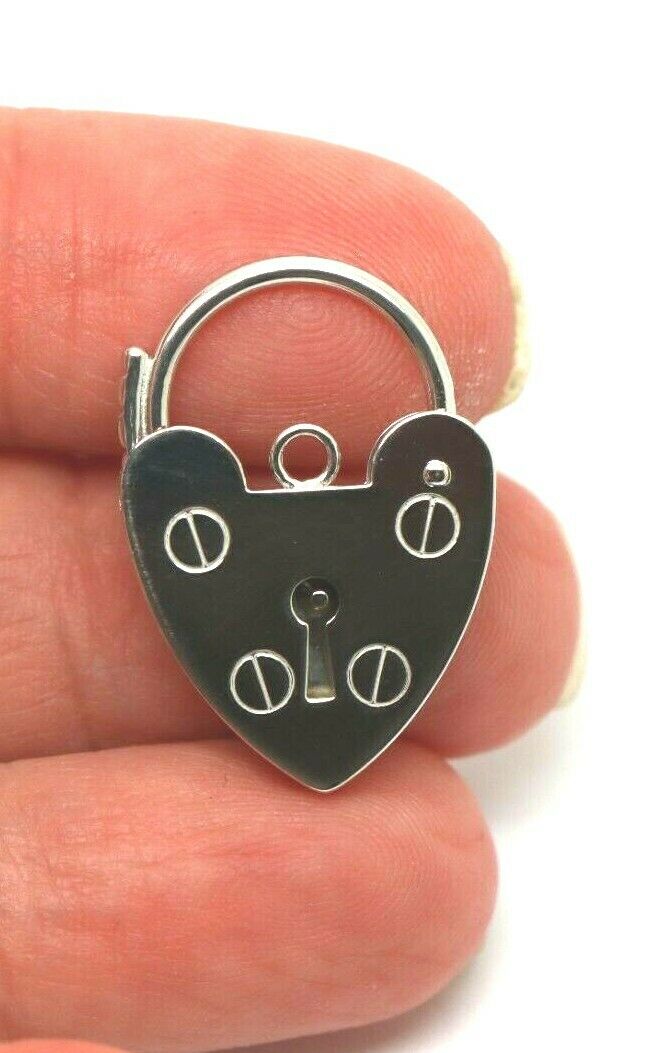 Genuine Large 18mm Sterling Silver 925 Screw Heart Pendant Padlock