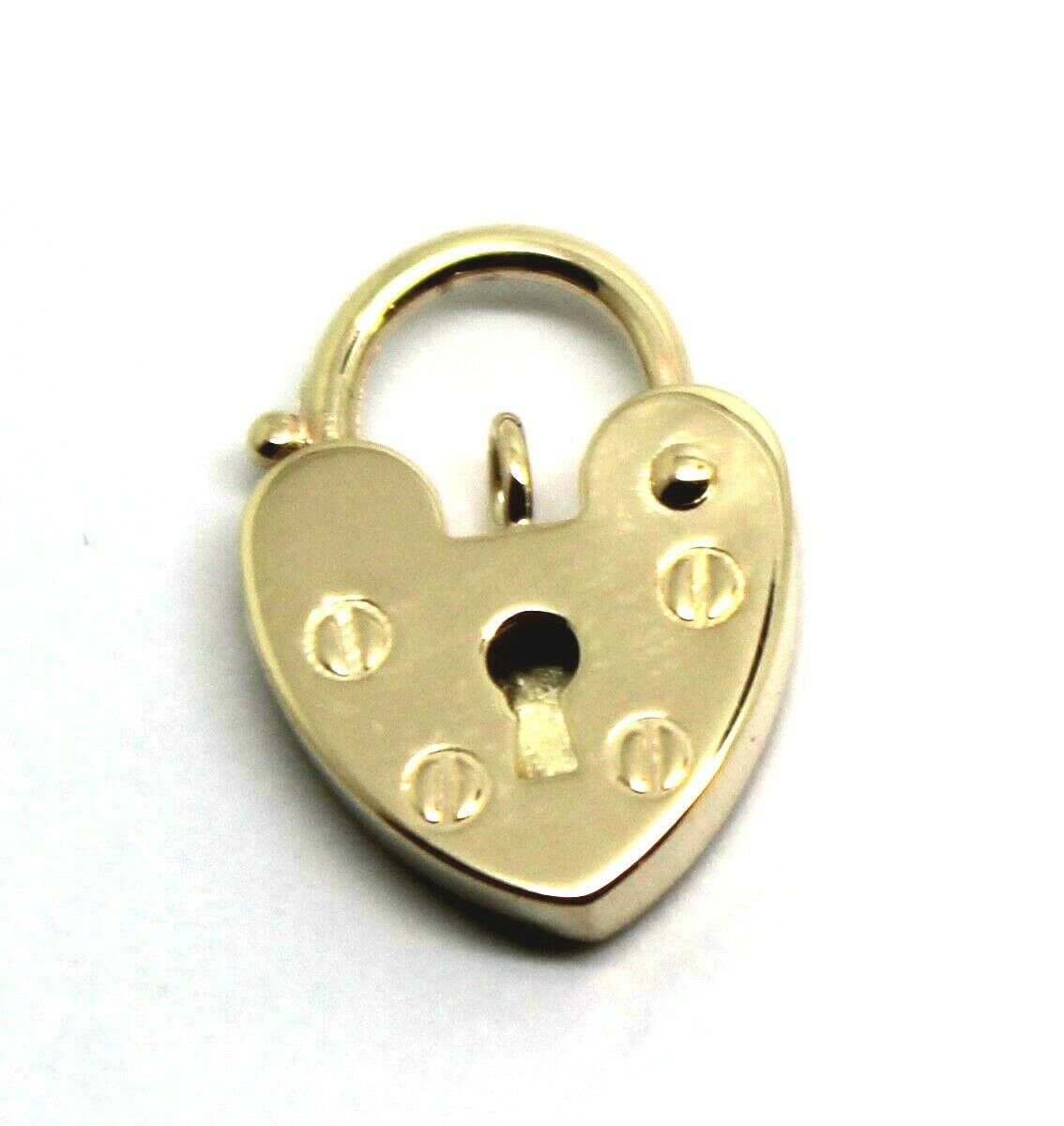 Genuine Small 11mm 9ct Yellow Gold Screw Heart Pendant Padlock