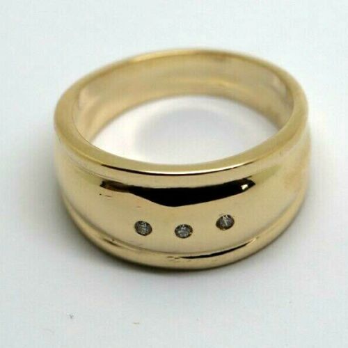 9ct 9k Full Solid Yellow, Rose or White Gold Ridged Heavy Dome Diamond Ring Size O
