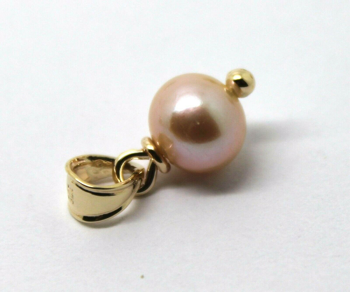 Genuine 9k 9ct Solid Yellow, Rose or White Rose Gold Pink / White Ball Pearl Pendant Charm