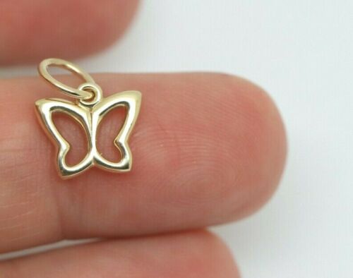 Genuine Small New 9k 9ct Yellow Gold Filigree Butterfly Pendant or Charm