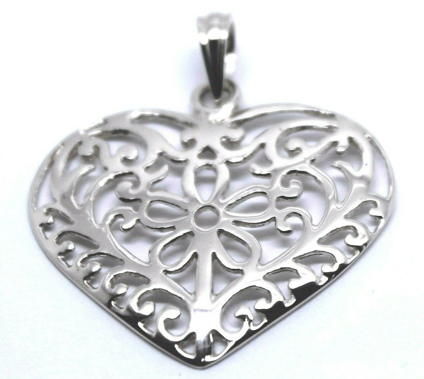 Kaedesigns Genuine 9ct 9k 375 Large Yellow, Rose or White Gold Filigree Flower Heart Pendant
