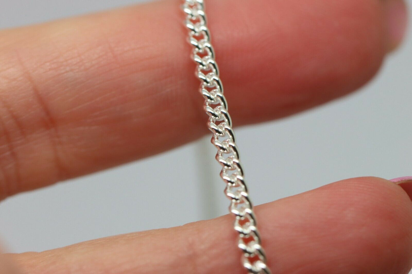 Sterling Silver 925 Round Kerb Curb Link Necklace Chain *Many sizes available