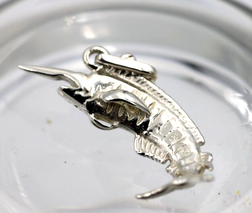 Genuine Sterling Silver 925 Large Marlin Solid Pendant Charm