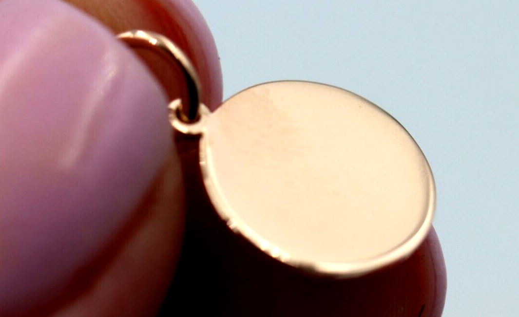 Genuine 9ct 9k Solid Yellow, Rose or White Gold 12mm disc round circle pendant