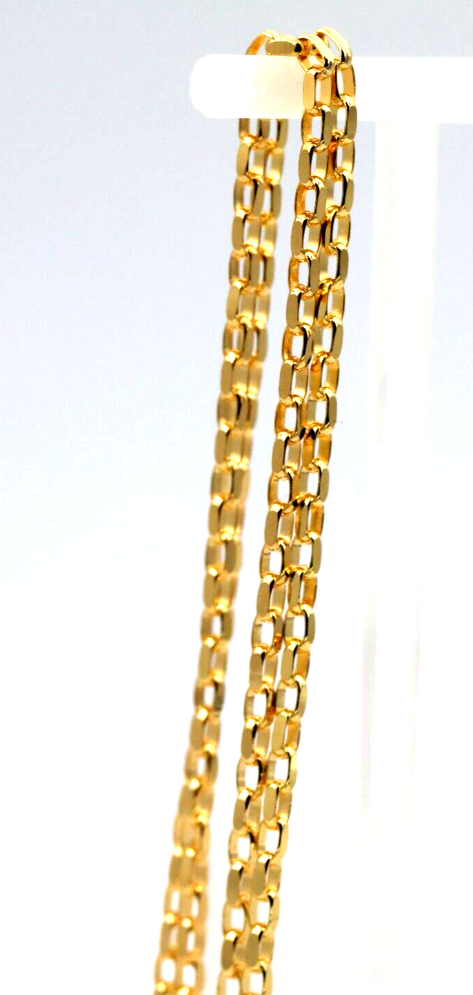 Genuine 60cm long 9ct Yellow Gold Oval Belcher Diamond Cut Necklace