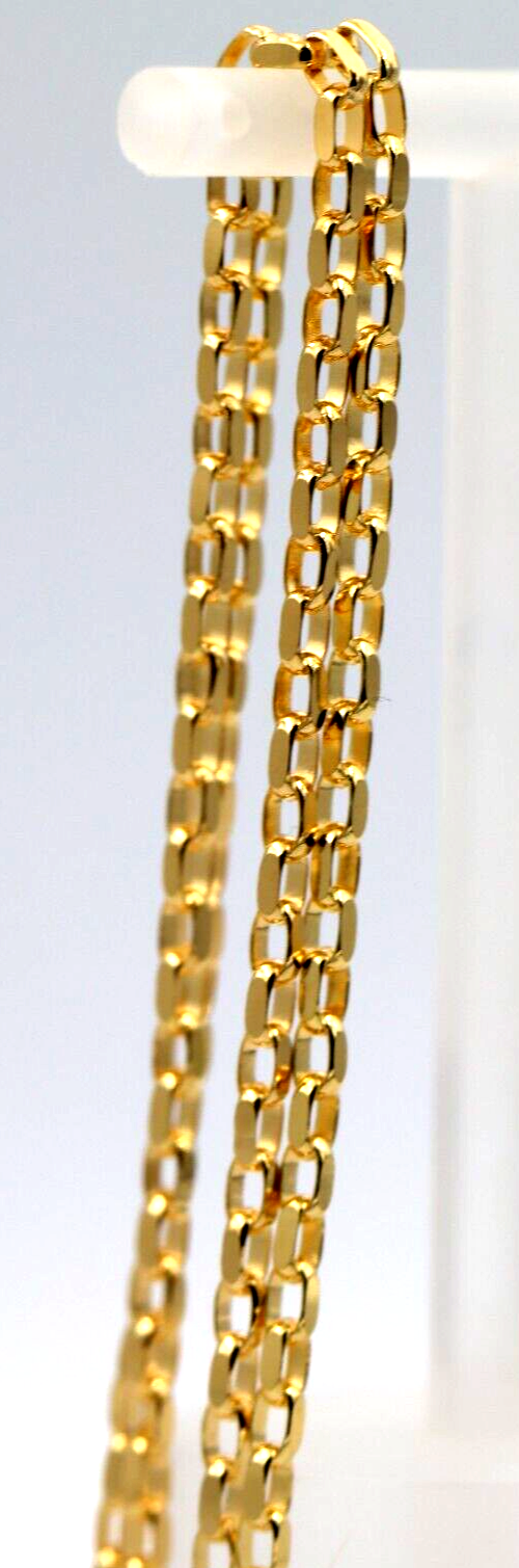Genuine 60cm long 9ct Yellow Gold Oval Belcher Diamond Cut Necklace