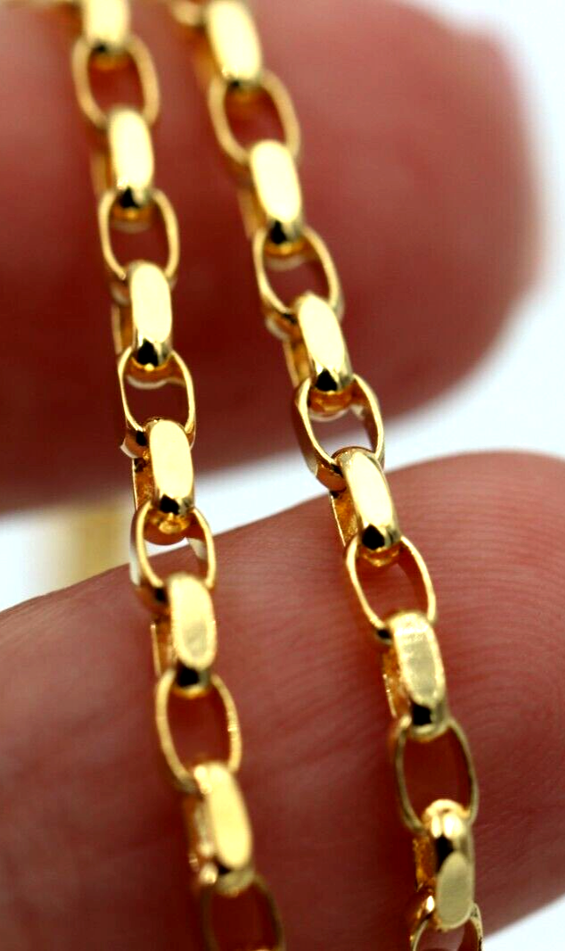 Genuine 60cm long 9ct Yellow Gold Oval Belcher Diamond Cut Necklace