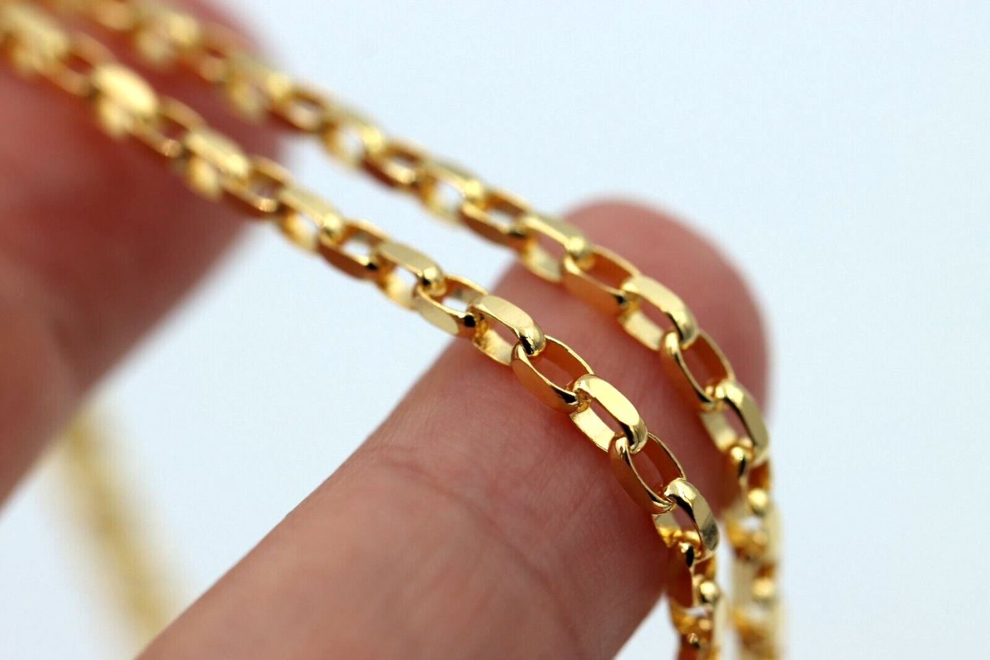 Genuine 60cm long 9ct Yellow Gold Oval Belcher Diamond Cut Necklace