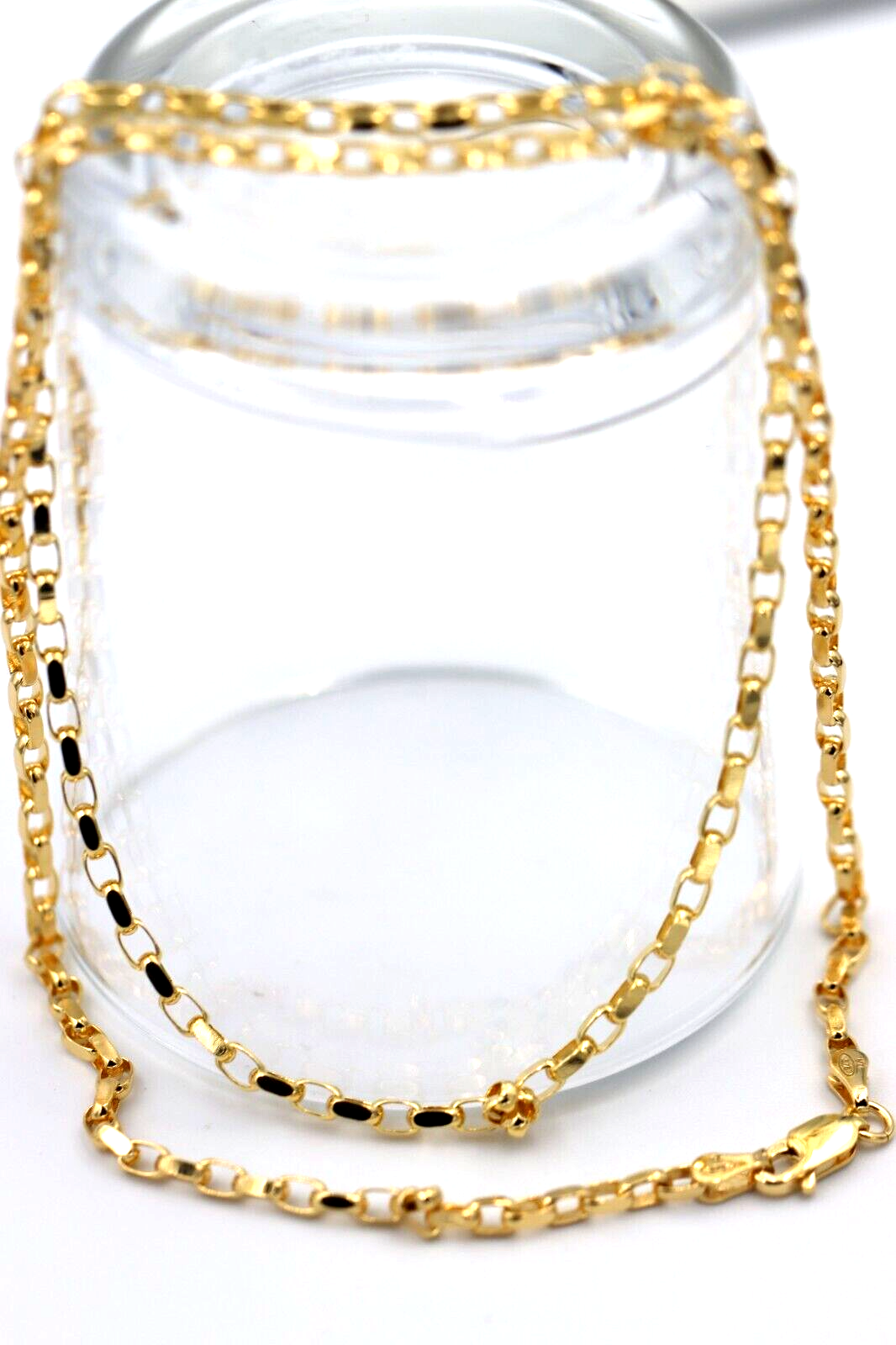 Genuine 60cm long 9ct Yellow Gold Oval Belcher Diamond Cut Necklace