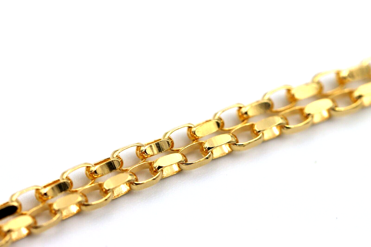Genuine 60cm long 9ct Yellow Gold Oval Belcher Diamond Cut Necklace