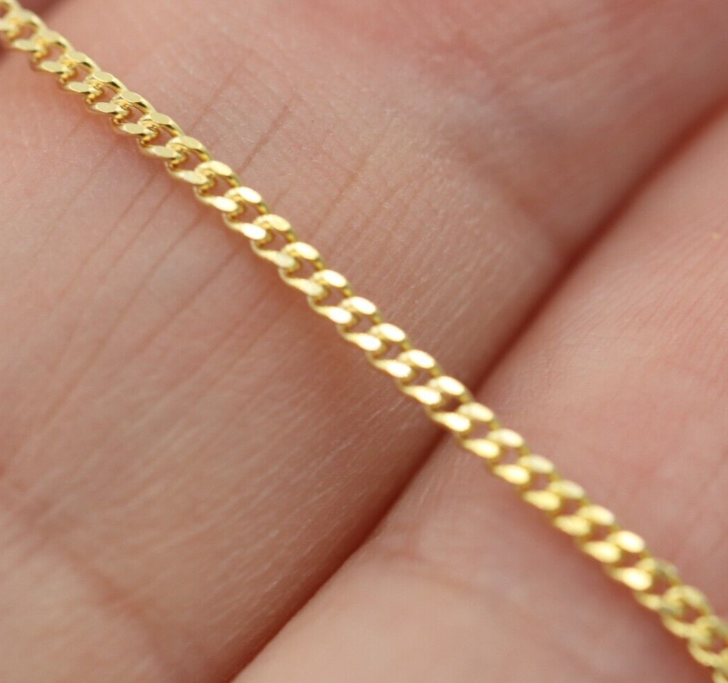 Genuine 9ct Yellow Gold Curb Necklace / Chain 2.34gms 40cm