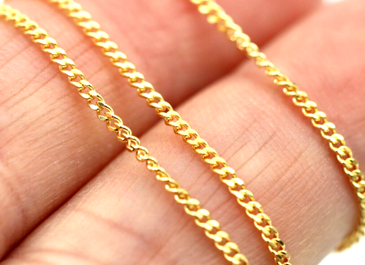 Genuine 9ct Yellow Gold Curb Necklace / Chain 2.34gms 40cm