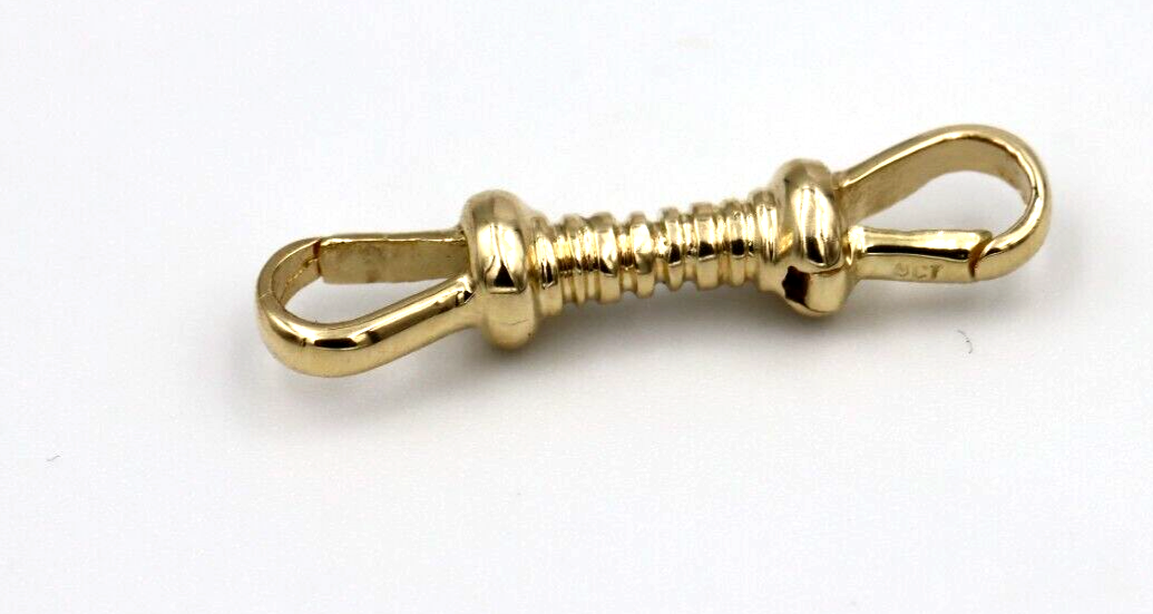 Genuine 9ct Yellow, Rose or White Gold Double Dog Clip Albert Swivel Clasp Doesn't Rotate