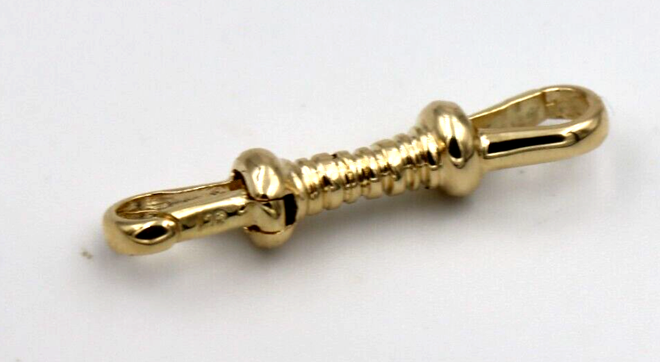 Genuine 9ct Yellow, Rose or White Gold Double Dog Clip Albert Swivel Clasp Doesn't Rotate