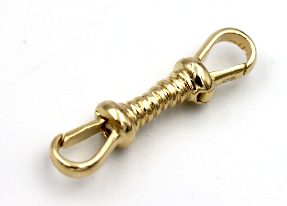 Genuine 9ct Yellow, Rose or White Gold Double Dog Clip Albert Swivel Clasp Doesn't Rotate