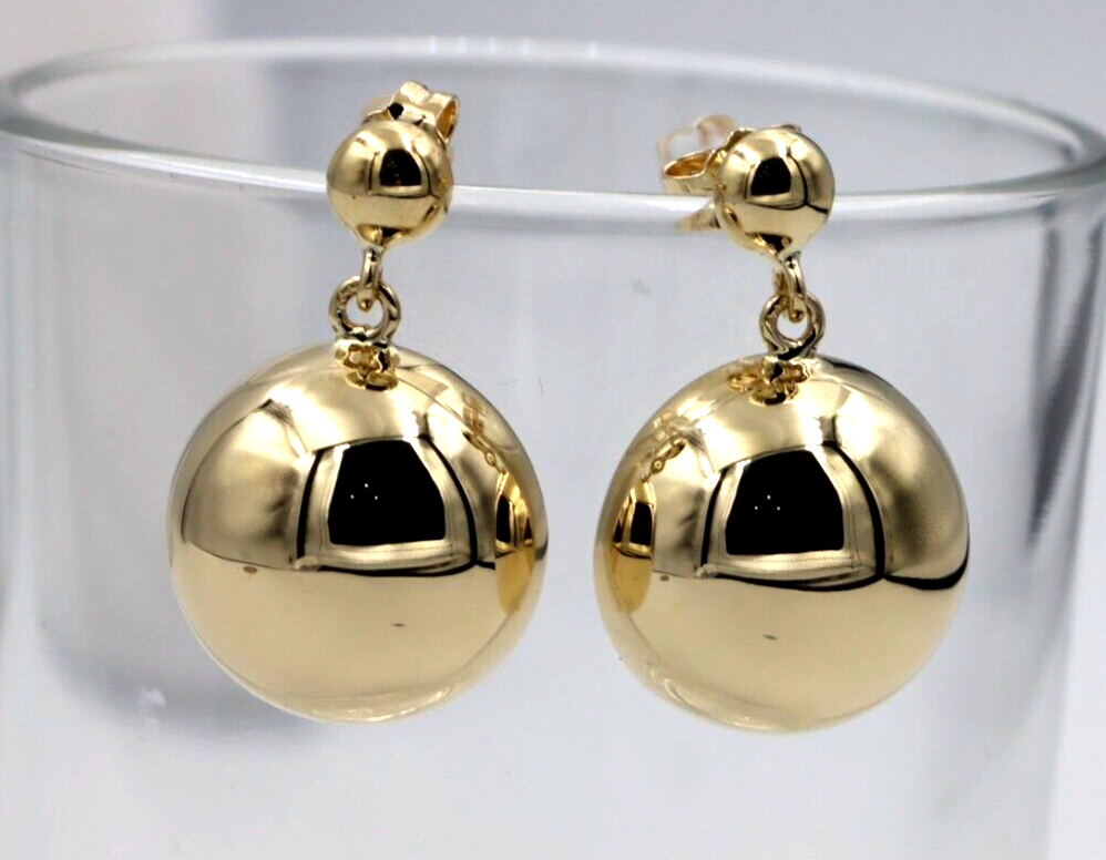 Genuine New 9ct Yellow, Rose or White Gold 18mm Half Ball Stud Ball Earrings