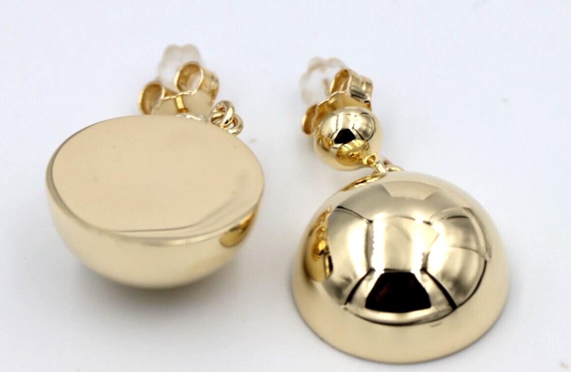 Genuine New 9ct Yellow, Rose or White Gold 18mm Half Ball Stud Ball Earrings