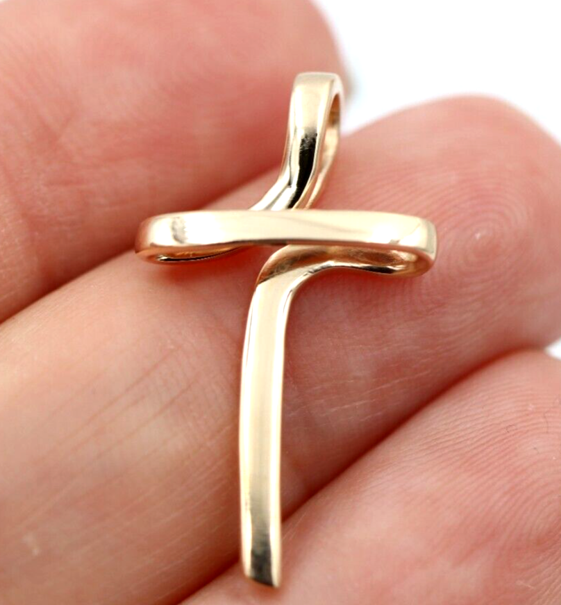 Kaedesigns Small / Medium Modern 9ct 375 Yellow, Rose or White Gold Cross Crucifix Pendant