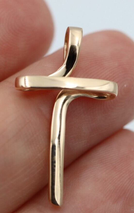 Kaedesigns Small / Medium Modern 9ct 375 Yellow, Rose or White Gold Cross Crucifix Pendant