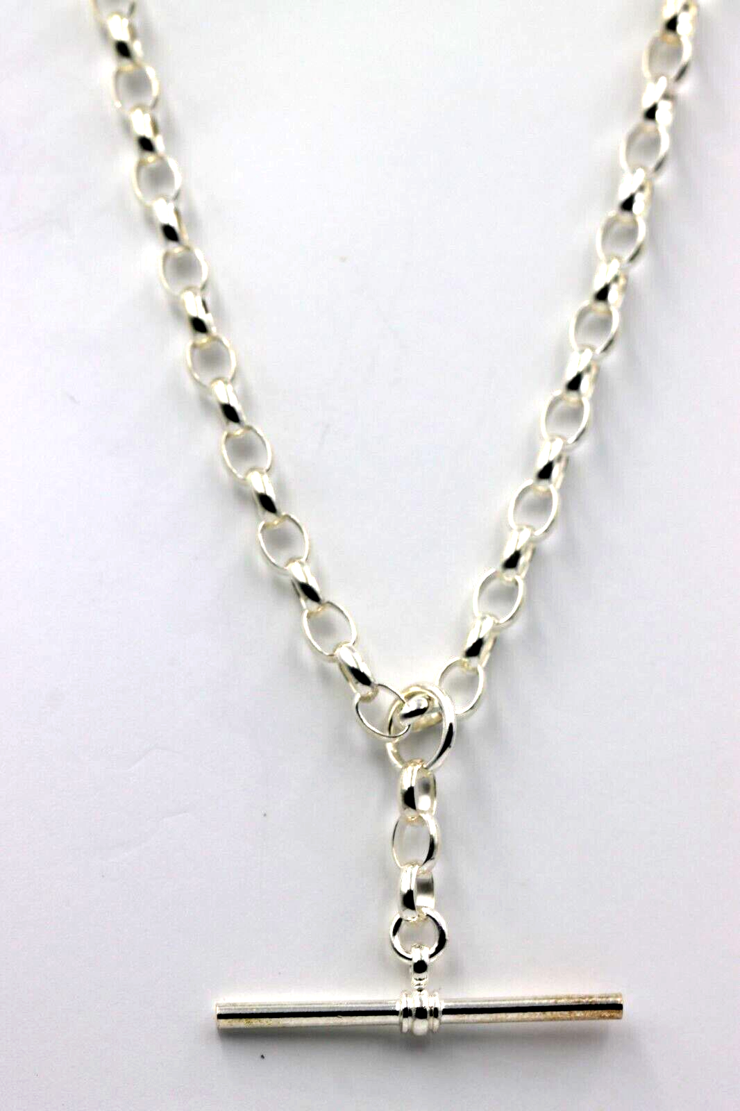 Genuine Sterling Silver 925 Antique Oval Belcher Link FOB Chain Necklace
