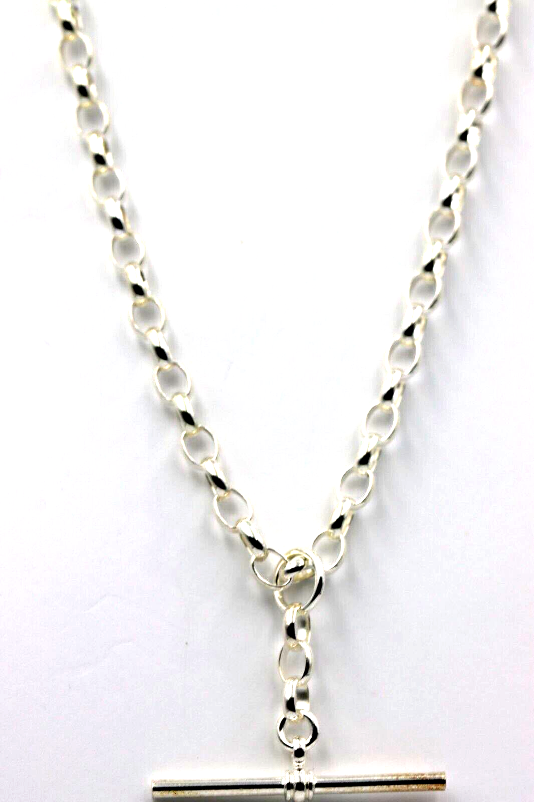 Genuine Sterling Silver 925 Antique Oval Belcher Link FOB Chain Necklace