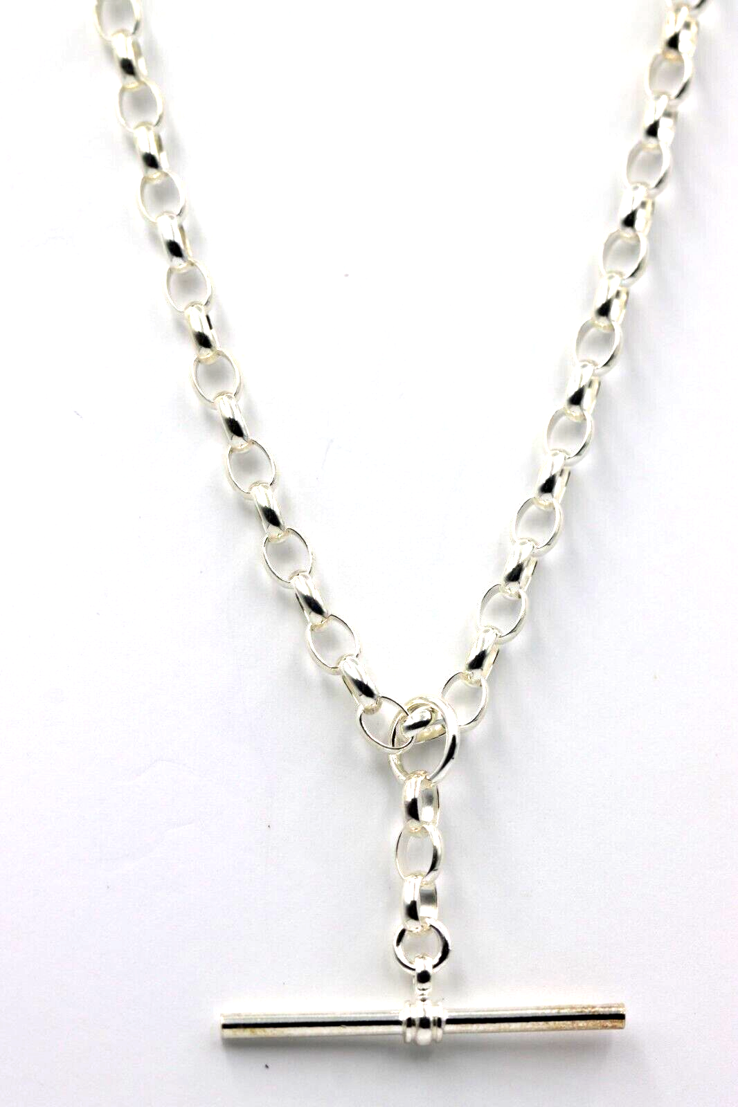 Genuine Sterling Silver 925 Antique Oval Belcher Link FOB Chain Necklace