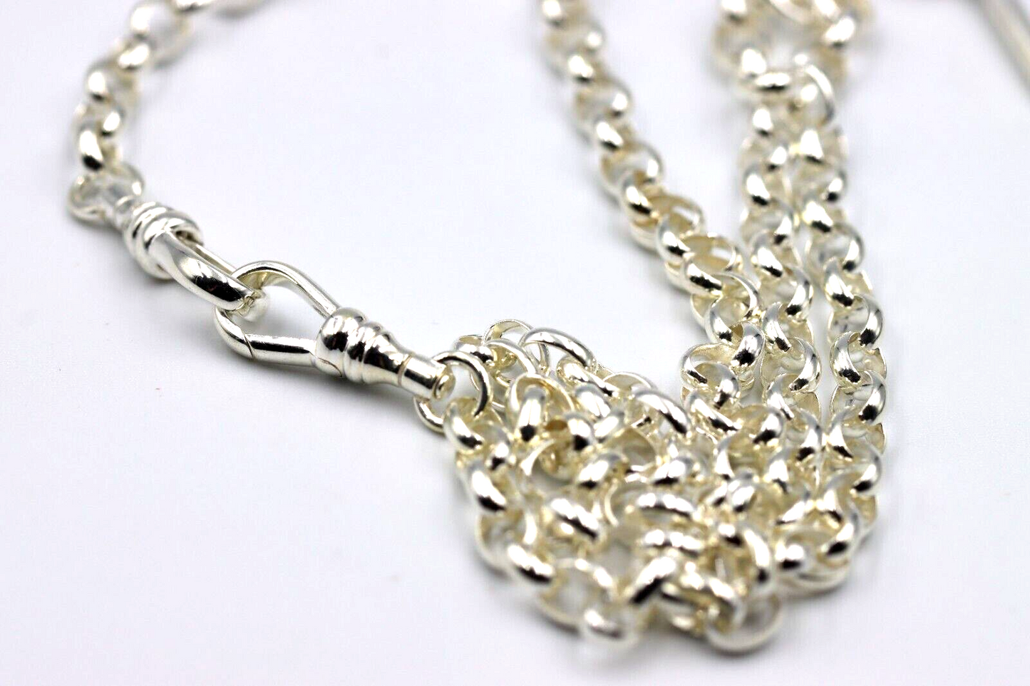 Genuine Sterling Silver 925 Antique Oval Belcher Link FOB Chain Necklace